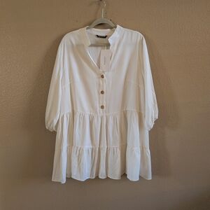 BloomChic NWT Cream White Tiered Babydoll Mini Dress